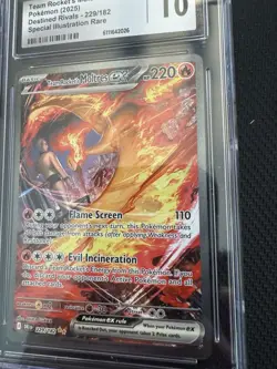 Pokemon TCG Destined Rivals Team Rockets Moltres EX 229 SIR CGC Gem Mint 10 - Image 3