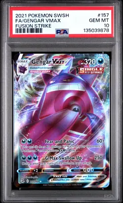2021 POKEMON SWORD & SHIELD FUSION STRIKE #157 FULL ART/GENGAR VMAX PSA 10 - Image 1
