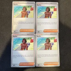 4x Pokemon TCG SV08: Surging Sparks Surfer #187/191 Uncommon - Image 1