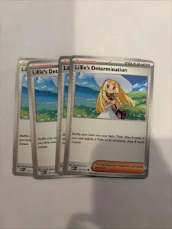 4x Lillie's Determination 119/132 Mega Evolution Pokemon - Non Foil - NM Playset - Image 1