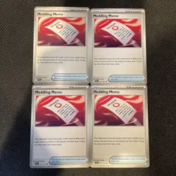 4x Pokemon TCG Surging Sparks Meddling Memo #181 Trainer - Image 1