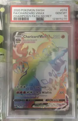2020 Pokemon SWSH FA Charizard Vmax 074/073 Champion's Path Secret PSA 10 - Image 1