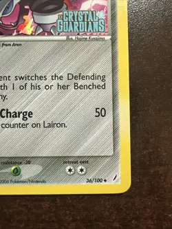 Lairon 36/100 Reverse Holo Stamped VLP Pokemon TCG Crystal Guardians - Image 4