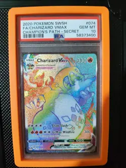 2020 Pokemon SWSH FA Charizard Vmax 074/073 Champion's Path Secret PSA 10 Eng - Image 1