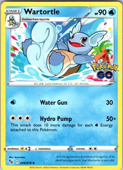 Wartortle 016/078 Uncommon Regular Pokemon GO NM - Image 1