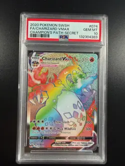 2020 Pokemon SWSH FA Charizard Vmax 074/073 Champion's Path Secret PSA 10 - Image 1