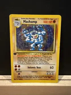 Pokemon TCG Machamp Holo Rare 1st Edition Base Set 8/102 WOTC MP - Image 1