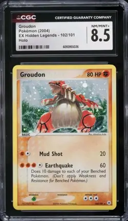 Pokemon Groudon 102/101 Holo Secret Rare EX Hidden Legends CGC 8.5 - Image 1