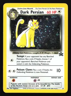 Dark Persian 17 WoTC Black Star Promo Pokemon Card SWIRL - Image 1