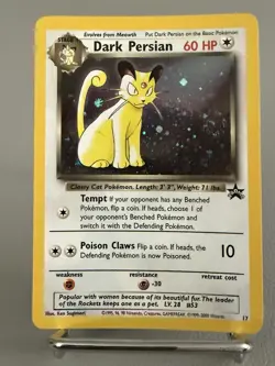 Dark Persian Pokemon Card WOTC Black Star Promo #17 Holo Rare 2000 NM - Image 2