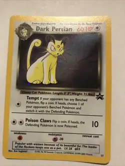 Dark Persian 17 Holo Black Star Promo WOTC Pokemon Card Creased - Image 1