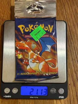 HeavyU Pokemon Base Set Factory Sealed Booster Pack 21.13 Grams Auction - Image 1