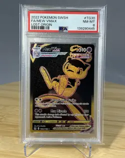 Mew VMAX TG30 PSA 8 Full Art Holo Lost Origin Pokemon Card - Image 1