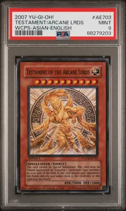 PSA 9 Testament Of The Arcane Lords WCPS-AE703 Super Rare Prize Card 2007 Yugioh - Image 1