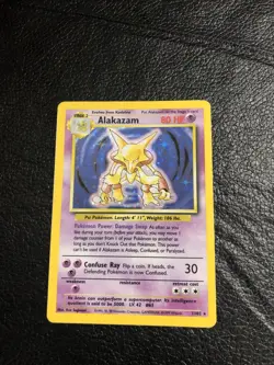 B6 Pokemon TCG Alakazam Base Set Holo Card 1/102 Unlimited Holo Rare - Image 1