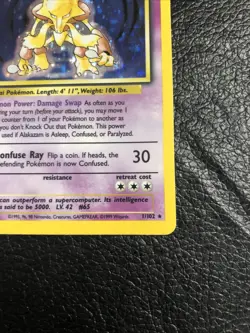 B6 Pokemon TCG Alakazam Base Set Holo Card 1/102 Unlimited Holo Rare - Image 4