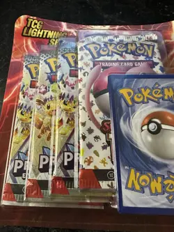 Pokemon TCG Lightning Set 4 Packs + 1 Bonus Card! Brand New/Sealed! - Image 1