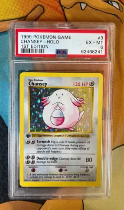 Pokemon Card: 1st Edition CHANSEY 1999 BASE Set PSA 6 EX-MT - Image 1