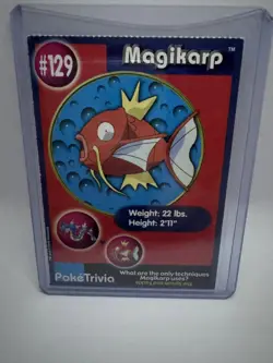 Magikarp 1999 Original 151 Pokemon Burger King PokeTrivia Trading Card #129 - Image 2