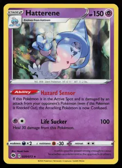 Hatterene 20/73 Holo Rare Champion's Path Pokemon Card - Image 1