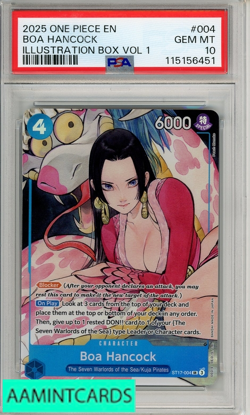 2025 ONE PIECE PROMOS BOA HANCOCK #004 ILLUSTRATION BOX VOL 1 PSA 10 - Image 1