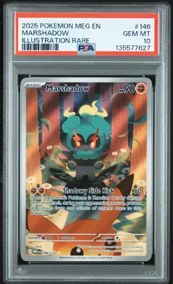 Marshadow Pokemon Mega Evolution Illustration Rare #146 PSA 10 - Image 1