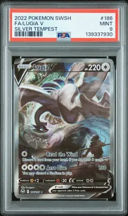 2022 Pokemon SWSH Silver Tempest Lugia v #186/195 PSA 9 RegradeU - Image 1