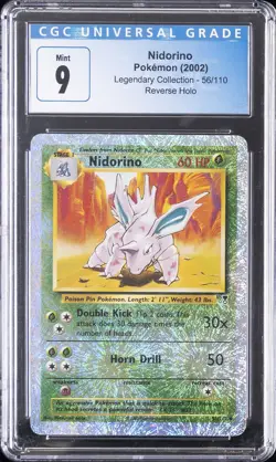 2002 POKEMON LEGENDARY COLLECTION REVERSE HOLO #56 NIDORINO CGC 9 - Image 1