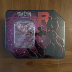 Team Rocket's Mewtwo ex Pokemon TCG Tin - Factory Sealed - Image 1