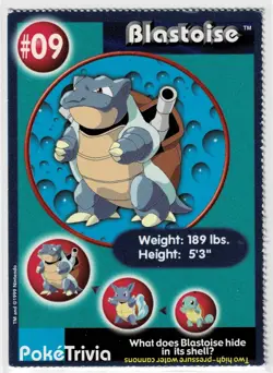 Blastoise #09 Pokemon Burger King Perforated PokeTrivia Mewtwo Strikes Back - Image 2