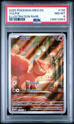 Vulpix #138 2025 Pokemon Meg En-Mega Evolution PSA 8 Illustration Rare - Image 1