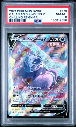 Galarian Slowking V #179 2021 Pokemon Sword & Shield Chilling Reign PSA 8 - Image 1