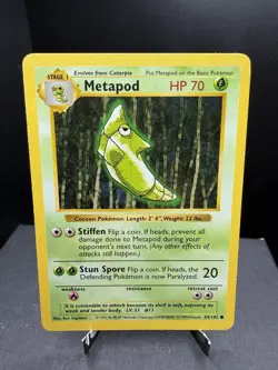 Pokemon TCG WOTC Shadowless Base Set Metapod 64/102 Common LP - Image 1