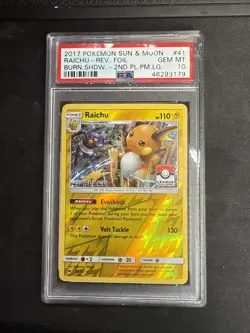 PSA 10 Raichu 41/147 2nd Place LEAGUE HOLO PROMO Pokemon (Low Pop) - Image 1
