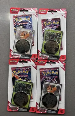 Pokemon Destined Rivals Lot Of 4 Checklane Blister Packs EEVEE + ZARUDE - NEW - Image 1