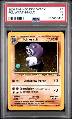 PSA 1 PR Poliwrath #9 Holo 2001 Pokemon Neo Discovery Pop 6 - Image 1