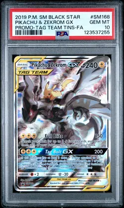 2019 POKEMON SM BLACK STAR PROMO #SM168 FULL ART/PIKACHU & ZEKROM GX PSA 10 - Image 1