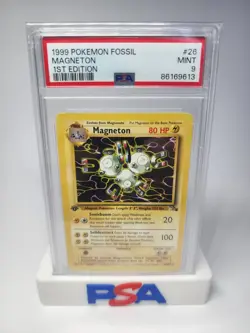 1999 Pokemon Fossil 1st First Edition Magneton 26/62 Non Holo PSA 9 MINT - Image 1