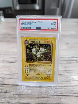 1999 Pokemon Fossil #26 MAGNETON PSA 9 Mint Non Holo Rare Wotc - Image 1