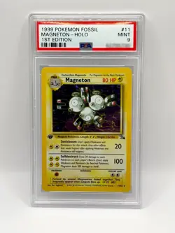 1999 POKEMON TCG MAGNETON 11/62 FOSSIL 1ST EDITION HOLO RARE PSA 9 MINT 💎 - Image 1