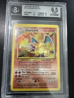 Pokemon BGS 6.5 Charizard Base Set Original 4/102 Holo Rare WOTC 1999 unlimited - Image 1