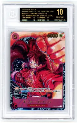 2023 One Piece Monkey.D.Luffy 1st Anniversary #ST01-012 OP05 BGS Black Label - Image 1
