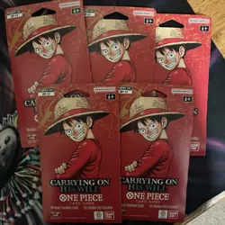 NEW Sealed One Piece TCG Carrying on His Will Sleeved Booster Packs x5 - Image 1