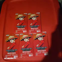 NEW Sealed One Piece TCG Carrying on His Will Sleeved Booster Packs x5 - Image 1