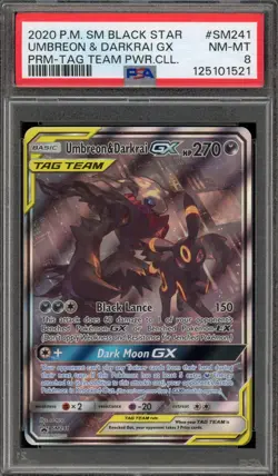 Pokemon Umbreon & Darkrai GX Tag Team Powers Coll. Full Art Promo SM241 PSA 8 - Image 1