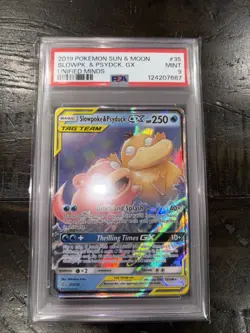 Pokemon TCG Slowpoke Psyduck GX Holo Card 35/236 Sm-Unified Minds PSA 9 Mint - Image 1