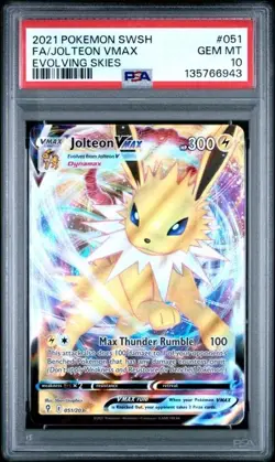 2021 POKEMON SWORD & SHIELD EVOLVING SKIES #051 FULL ART/JOLTEON VMAX PSA 10 - Image 1