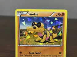 Sandile #63/114 - Black & White Cracked Ice Holo Common Pokemon Card - Image 3