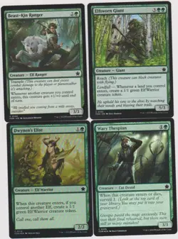 ELF WARRIOR GREEN DECK 40X CARDS MTG MAGIC FOUNDATIONS N-MINT K2 FOILS - Image 1