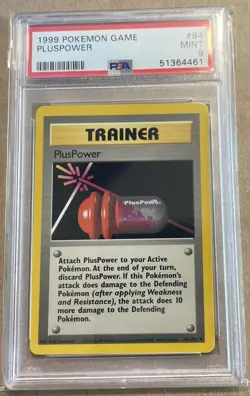 1999 POKEMON BASE SET UNLIMITED #84 PLUSPOWER PSA 9 - Image 1